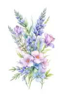 wildflowers lavender bouquet tattoo design idea