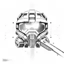 HALO master chief holding a battle rifle 44 with a cosmic background tattoo design idea