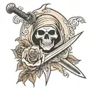 rose, grim-reaper, sword, tattoo design idea