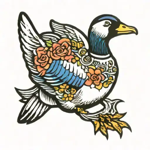 Goose with pants tattoo design idea