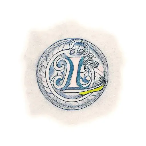 a cursive D and L in a circle tattoo design idea