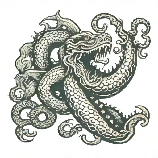 kraken sea monster tattoo design idea