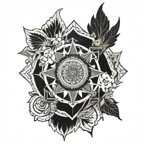 strength tarot card geo mandala tattoo design idea