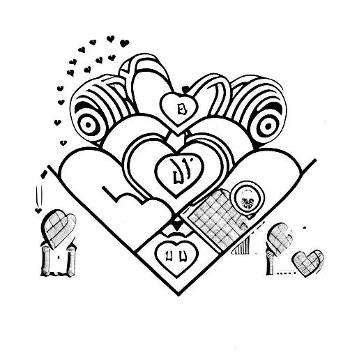 Dumbbells forming a heart shape with the word 'family' inside tattoo design idea