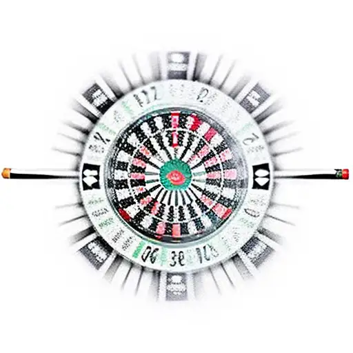 A pack of cigarettes with a roulette wheel pattern wrapping around it in the style of dotwork tattoo design idea