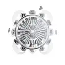 A roulette wheel surrounded by smoke and playing cards in the style of blackwork tattoo design idea