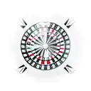 A pack of cigarettes with a roulette wheel pattern wrapping around it in the style of dotwork tattoo design idea