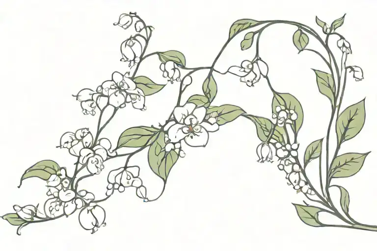 ivy vines with lily of the valley flowers tattoo design idea