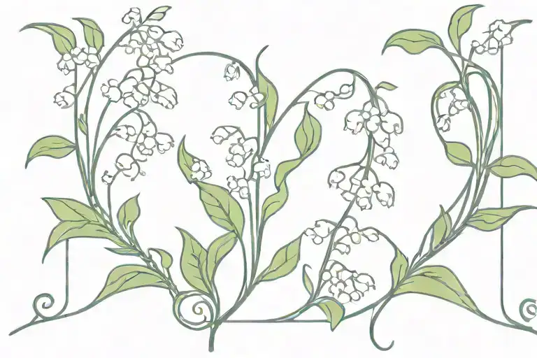 ivy vines intertwined with lily of the valley flowers tattoo design idea
