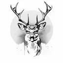 Hunting mountains deer tattoo design idea