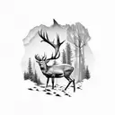 Hunting mountains deer tattoo design idea