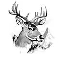 Hunting mountains deer tattoo design idea