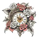 heart, cherub, flowers, clock  tattoo design idea