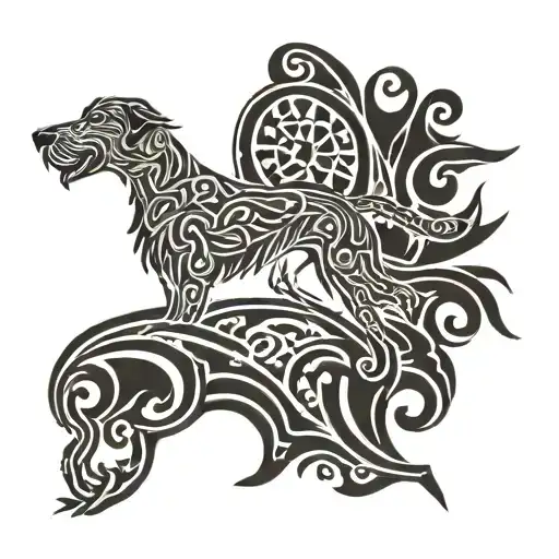 Irish wolfhound coursing  tattoo design idea