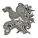 Irish wolfhound coursing  tattoo design idea