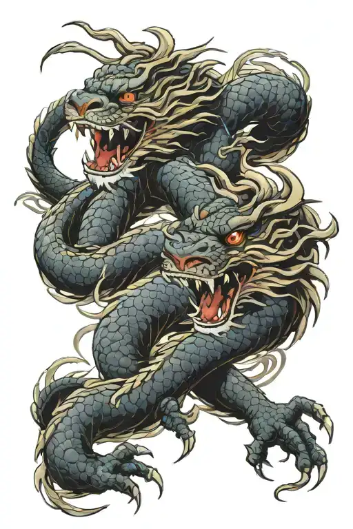 Dragon wrapped and tiger fighting tattoo design idea