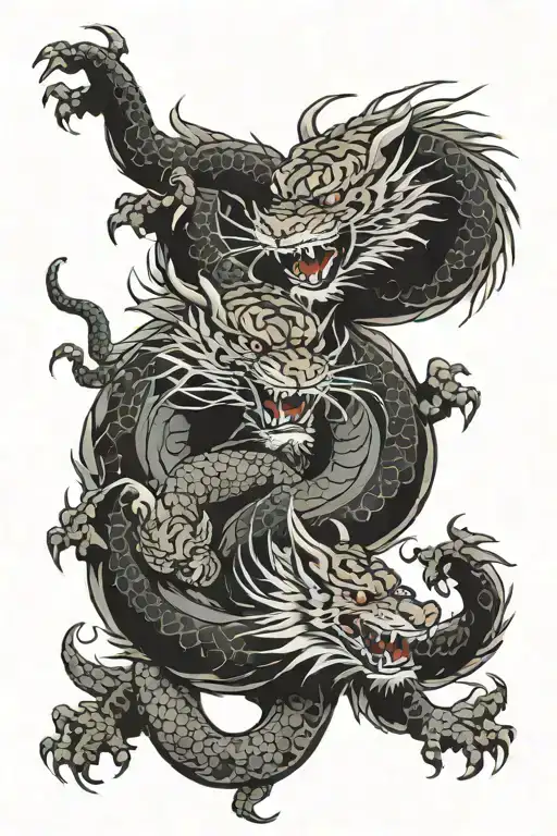 Dragon and tiger fighting tattoo design idea