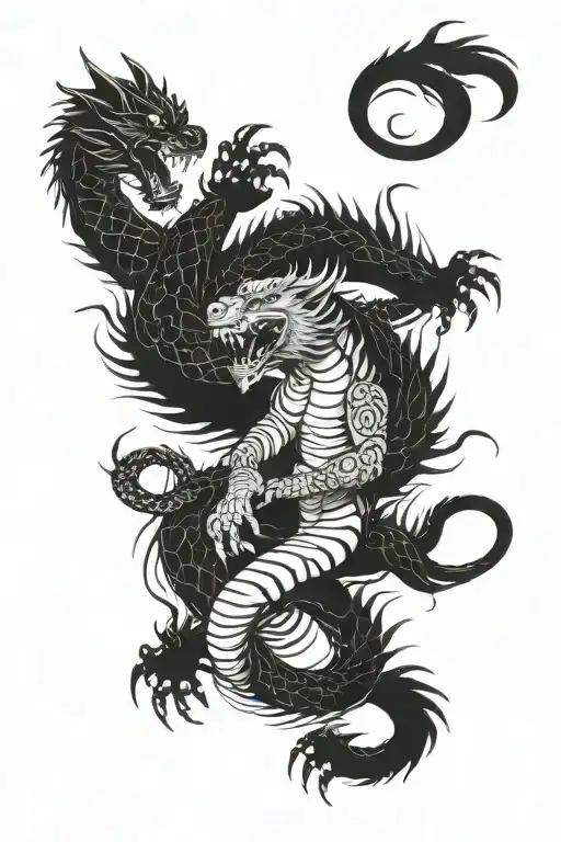 Dragon and tiger fighting tattoo design idea