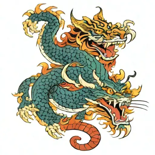 Dragon wrapped and tiger  tattoo design idea