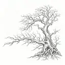 tree roots reaching deep tattoo design idea