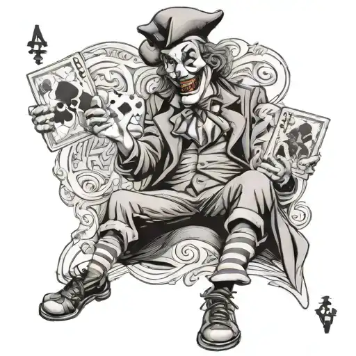 big joker and little joker holding spades card tattoo design idea