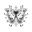  black Butterfly with white skulls tattoo design idea