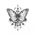  black Butterfly with white skulls tattoo design idea
