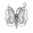 Butterfly and snake tattoo design idea