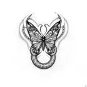 Butterfly and snake tattoo design idea