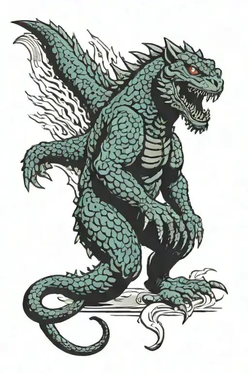 Godzilla panther crawl down tattoo design idea