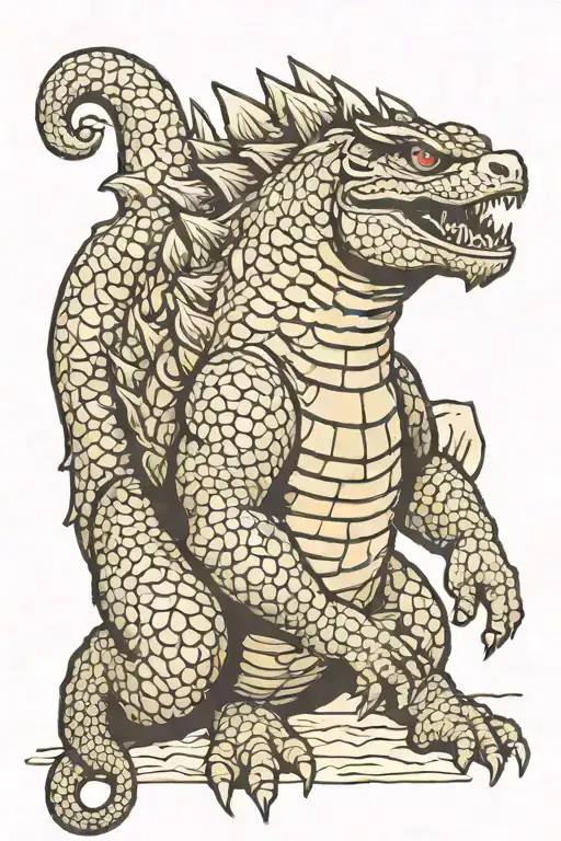 Godzilla crawls like a panther tattoo design idea