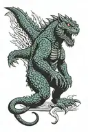 Godzilla panther crawl down tattoo design idea