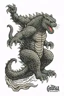 Godzilla panther crawl down tattoo design idea