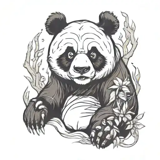 panda bear angry tattoo design idea