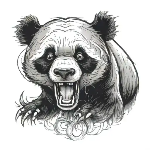 panda bear angry tattoo design idea