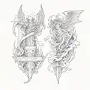 heaven vs hell tattoo left sleeve tattoo design idea