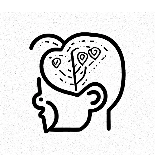 fine line with brain and heart tattoo design idea