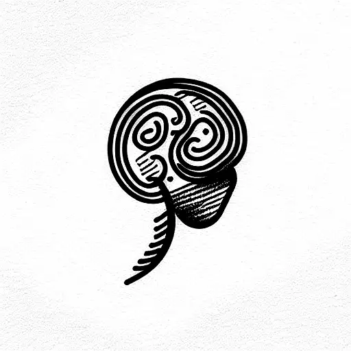 fine line brain tattoo design idea