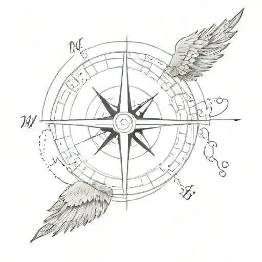 A tattoo with a compass, the creation of adam, a phoenix and any music symbol tattoo design idea