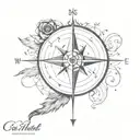 A tattoo with a compass, the creation of adam, a phoenix and any music symbol tattoo design idea