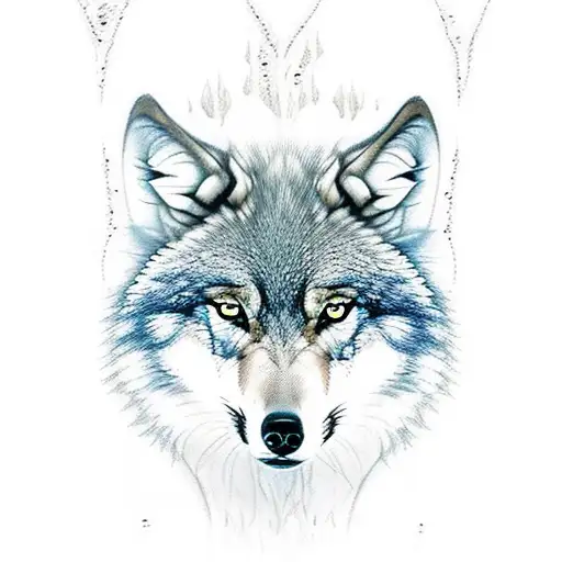 96-00054 Howling Wolf Tattoo Stencil - iStencils