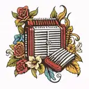 accordion surrounded by spirits tattoo design idea