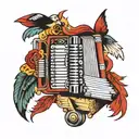 accordion surrounded by spirits tattoo design idea