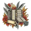 accordion surrounded by spirits tattoo design idea