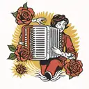 accordion surrounded by spirits tattoo design idea