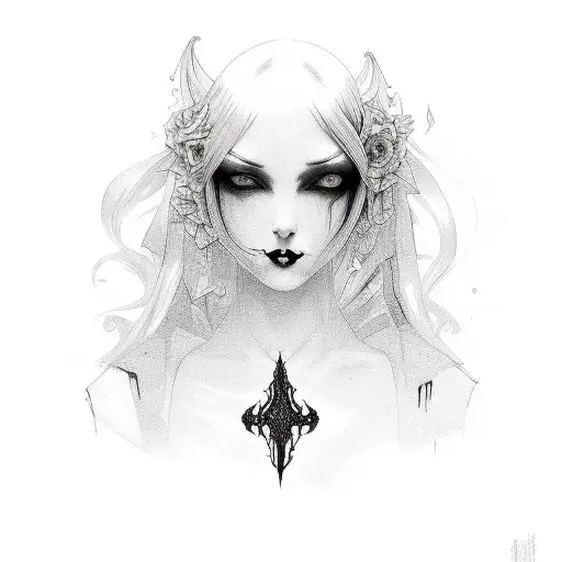 a gothic dark styled girll tattoo design idea