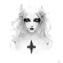 a gothic dark styled girll tattoo design idea