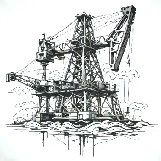 oil rig tattoo design idea