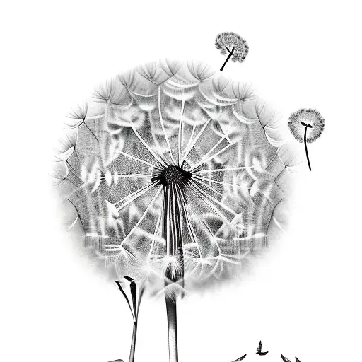 Dandelion and birds  with words "I have lived a thousand lives" tattoo design idea