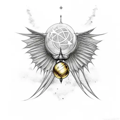 nimbus 2000, golden snitch, dragons, stars  and the words "I have lived a thousand lives" tattoo design idea